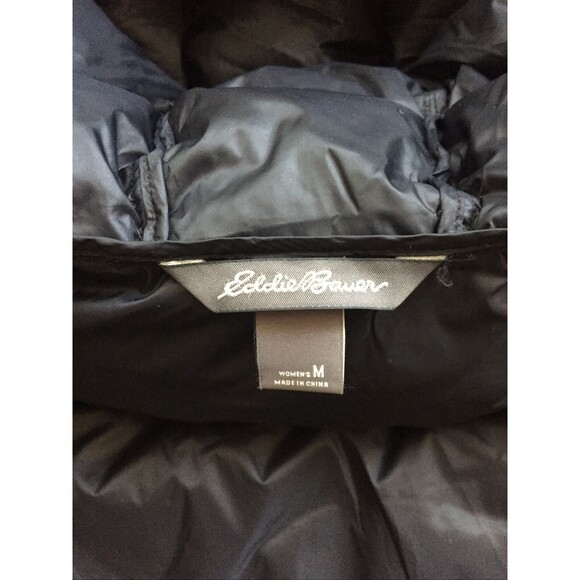 EDDIE BAUER MEDIUM PARKA COAT EB550 WINTER PUFFER JACKET BLACK HOODIE 75% DOWN - Picture 5 of 12
